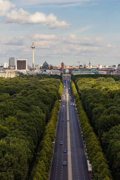 Paisaje Urbano Berlín Carretera Tiergarten Parque Paisaje Día Nublado — Foto de Stock