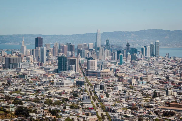 Вид Центр Города Залив Сан Франциско Знаменитого Туристического Холма Твин — стоковое фото