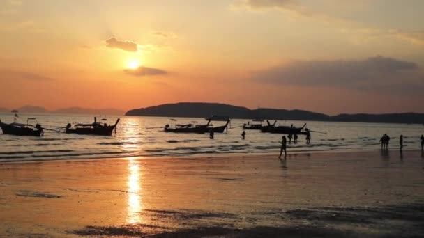 Prachtige Zonsondergang Aan Zee Nang Strand Stad Boven Andaman Zee — Stockvideo