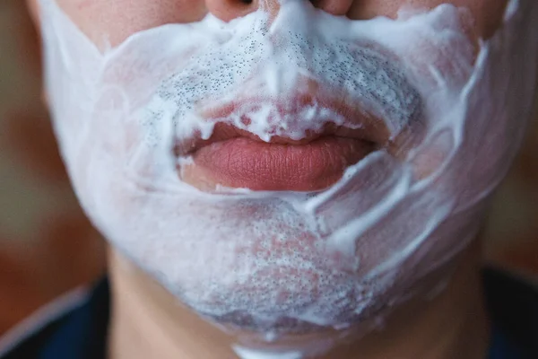 Close-up of male lips and stubble. — 스톡 사진