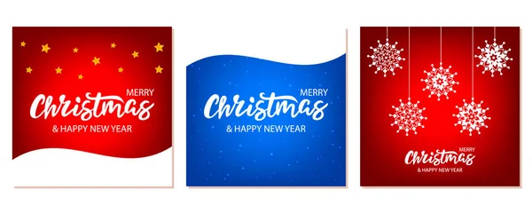 Set de banners navideños dibujados a mano Vector con letras aisladas — Vector de stock