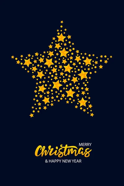 Banner de Navidad con letras y estrellas. Tarjeta de invierno. Temporada p — Vector de stock