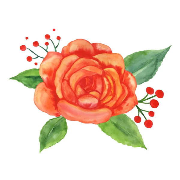 Aquarelle thé rose fleurs. Belle composition florale. M. Weddi — Image vectorielle