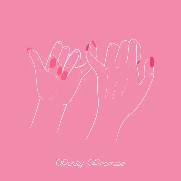 Hand drawn pinky promise concept. Hands. Outline, line art, flat Stock Vector