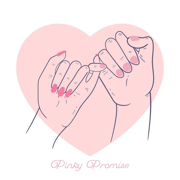Hand drawn pinky promise concept. Hands. Outline, line art, flat Royalty Free Stock Illustrations