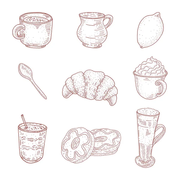 Vintage coffee collection. Food illustration in sketch style. De