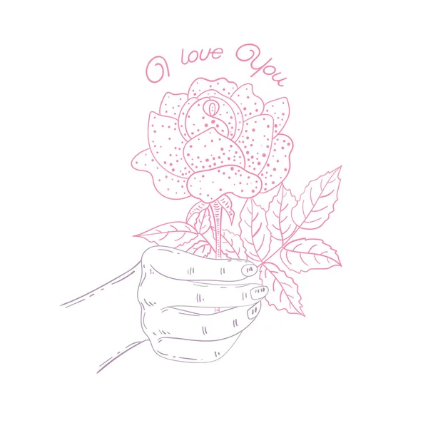 Main tenant rose. Illustration vectorielle du geste de doodle isolé o — Image vectorielle