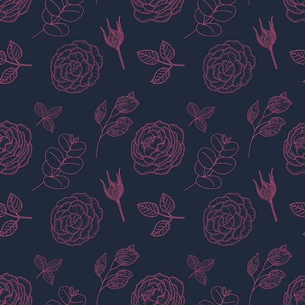 Printemps vintage motif sans couture avec des roses. Fond romantique . — Image vectorielle