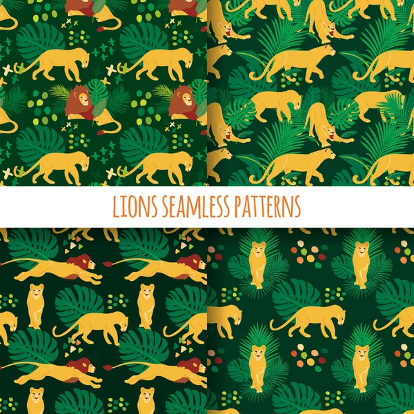 Aslan. Bir dizi vektör el kusursuz desenler çizdi. Yırtıcılarla süsleme. Vahşi kediler.