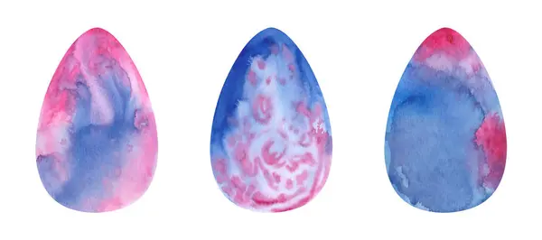 Süslü yumurtaların suluboya seti. Paskalya Günü vektör illüstrasyonu.