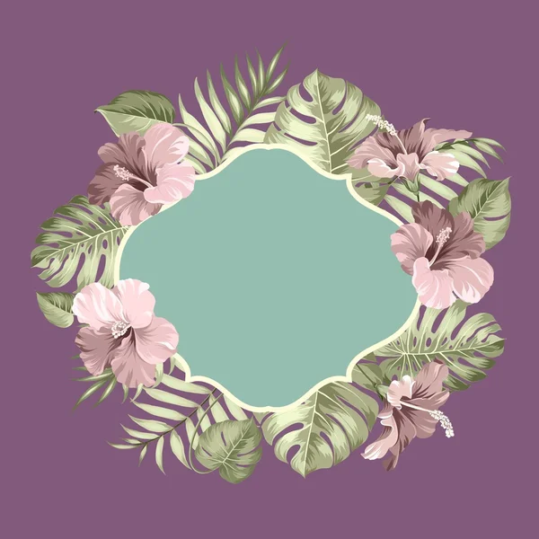 Tropical flower frame — Stock Vector