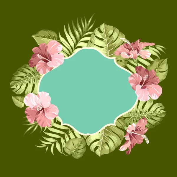 熱帯の花のフレーム — ストックベクタ