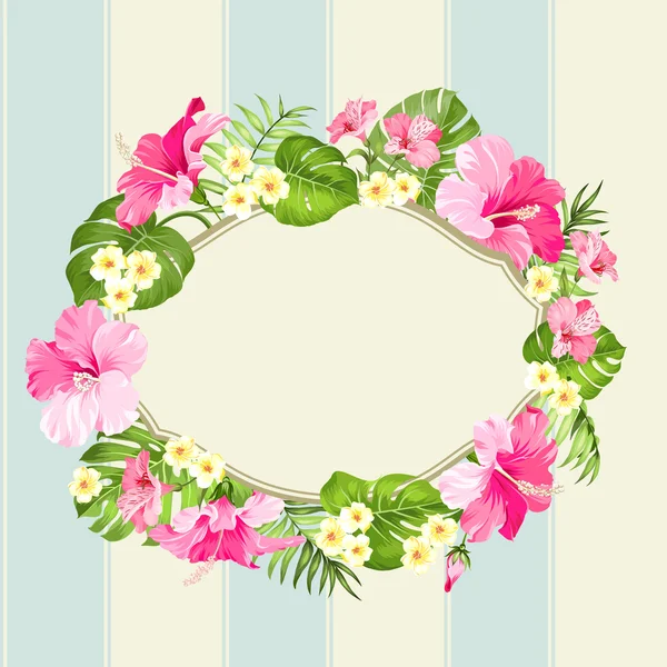 Tripical floral wreath. — Stock Vector