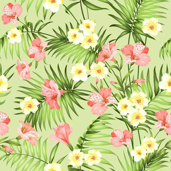Fleur tropicale sans couture . — Image vectorielle