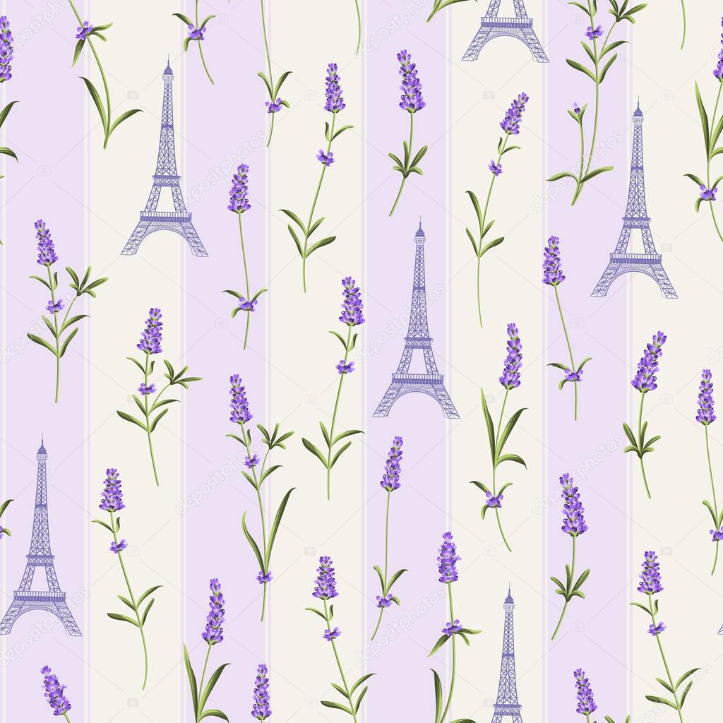 Pattern with lavender flowers.