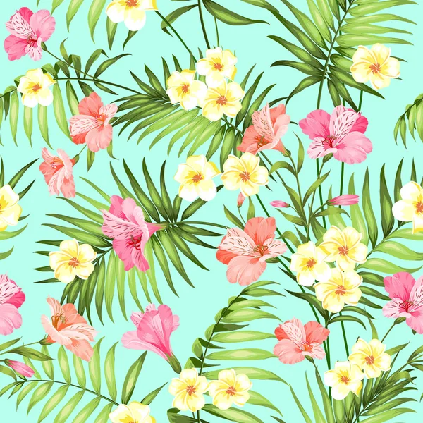 Fleur tropicale sans couture . — Image vectorielle