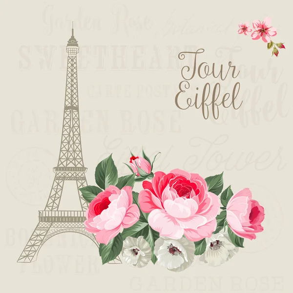 Eiffel toren kaart. — Stockvector