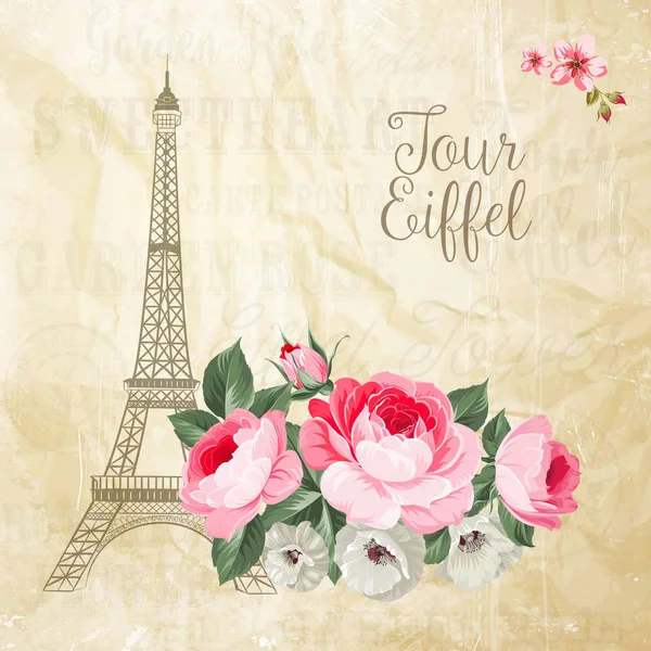 Carte Tour Eiffel . — Image vectorielle