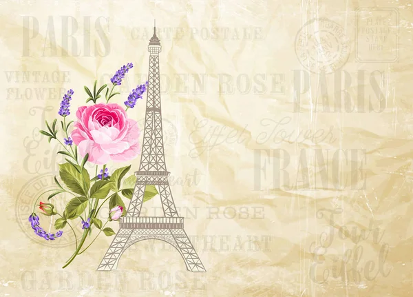 Tarjeta Torre Eiffel . — Archivo Imágenes Vectoriales