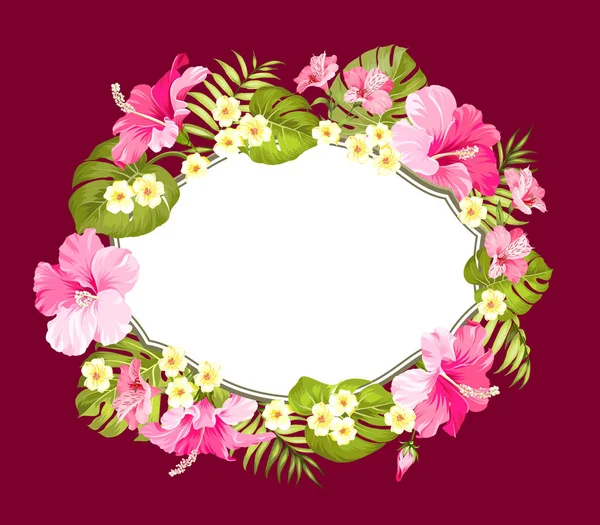 Tropical flower wreath. — Stock Vector