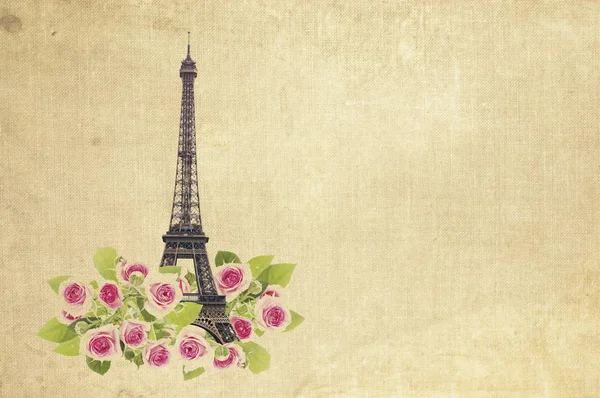 Torre dell'Eifel e rose . — Foto Stock