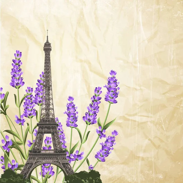 에펠 탑 기념품 카드. — 스톡 벡터