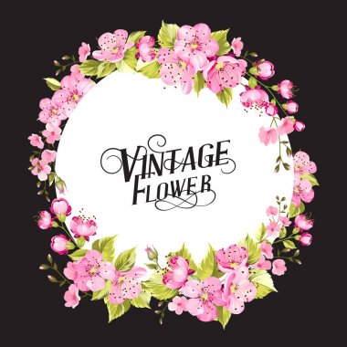 Sakura çiçekli bahar kartı.