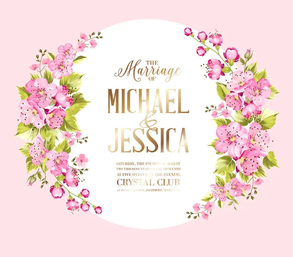 Cartão de convite floral. — Vetor de Stock
