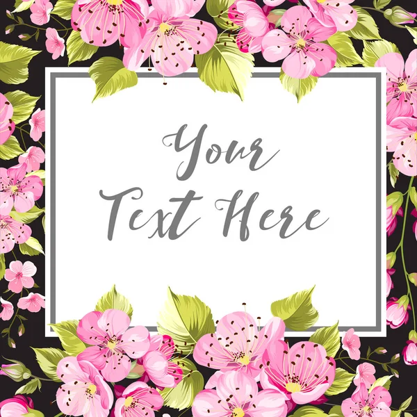 Tarjeta de primavera con flores de sakura . — Vector de stock