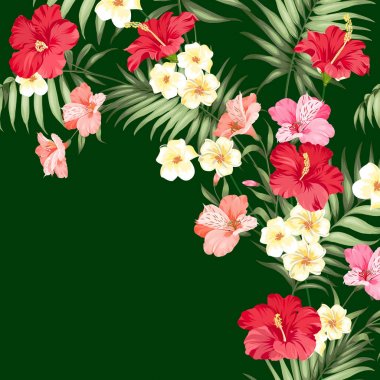 tropikal çiçek çelenk.