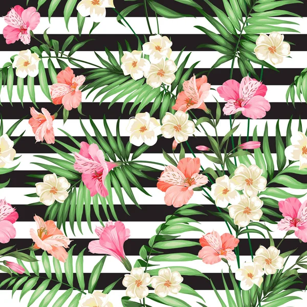 热带花卉图案. — 图库矢量图片