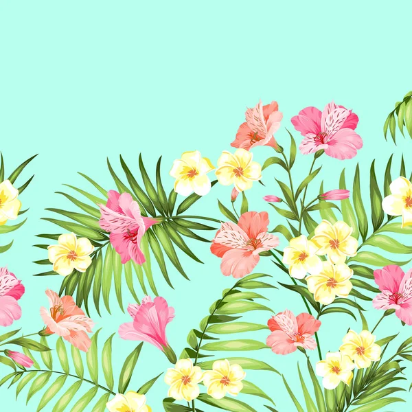Tropická květina girlanda. — Stockový vektor