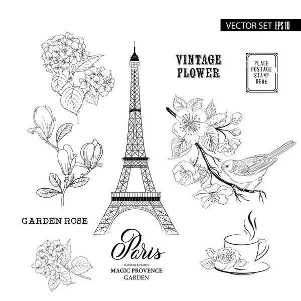 Collezione romantica Parigi . — Vettoriale Stock