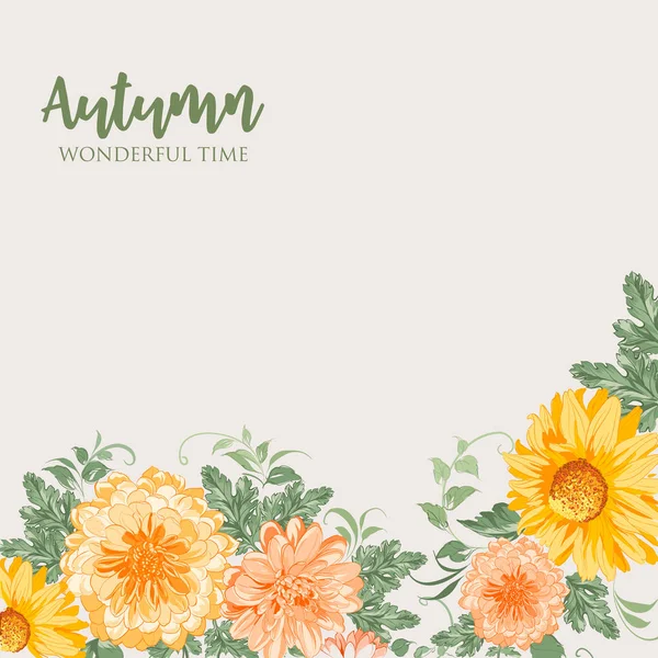 Flores amarillas de otoño . — Vector de stock