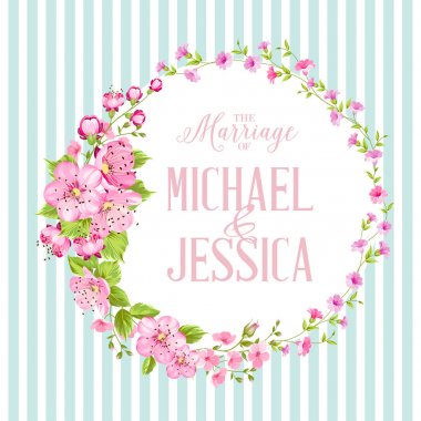 Düğün davetiyesi çiçeği kiraz ile.