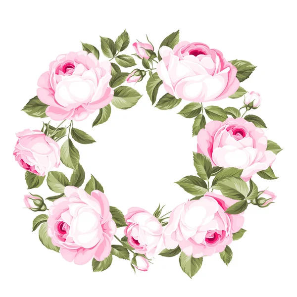 Guirnalda impresionante de rosas florecientes . — Vector de stock