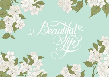 Çiçek açan sakura dikdörtgen çerçeve.