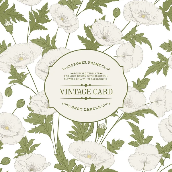 Carte vintage avec fleurs fleuries — Image vectorielle