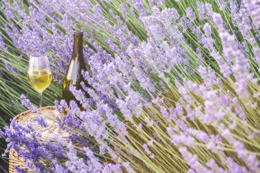 Lavanta üzerinde lezzetli şampanya.