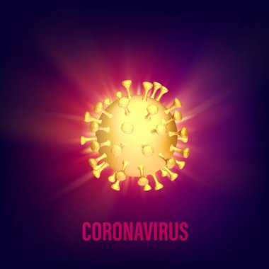 Covid-19 'un bilgisayar modeli hızla büyüyen küresel salgının bir örneği. Tehlike hastalığının bilimsel çizimi, Coronavirüs 'ün 3 boyutlu modeli