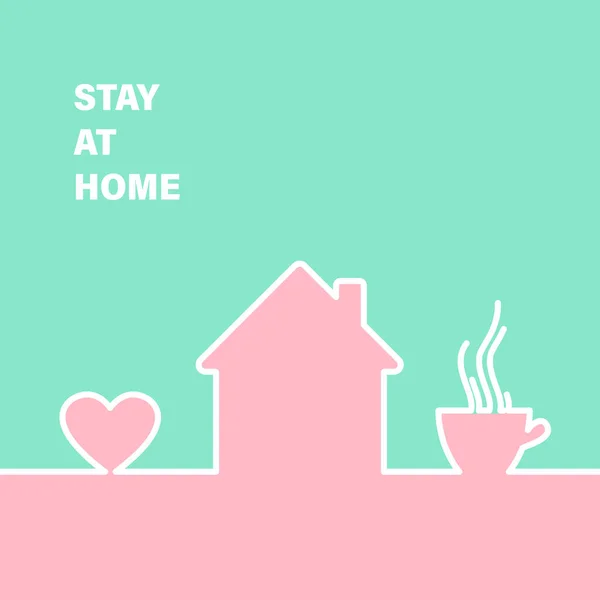 Dom w minimalnym stylu płaskim. Zostań w domu, aby zmniejszyć ryzyko ciężkiej choroby na koronawirus. — Wektor stockowy
