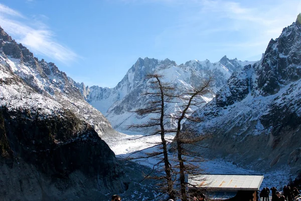 Panoramatické Mer de Glace v Alpách, nedaleko Chamonix — Stock fotografie