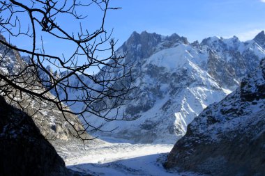 Panoramik Mer de Glace Chamonix yakın Alpleri'nde