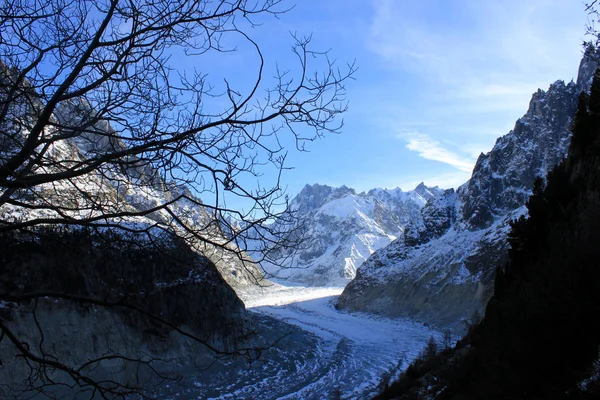 De panoramische Mer de Glace in de Alpen, dicht bij de Chamonix — Stockfoto