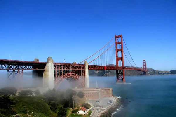 Klassischer panoramablick auf berühmte goldene torbrücke im sommer, san francisco, kalifornien, usa — Stockfoto