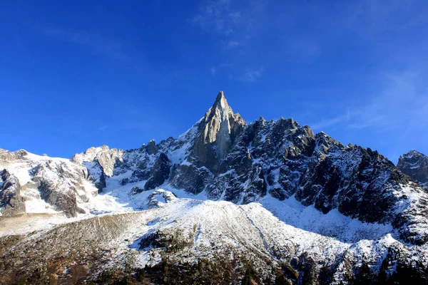 Aiguille du Dru in the Montblanc massif, French Alps Royalty Free Stock Images