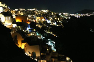 Gece görünümü Oia, Santorini, gece