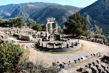 Panoramic view of Temple of Athena Pronea Delphi Greece clipart