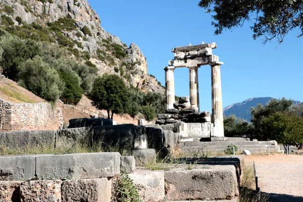 Vista del Templo de Atenea Pronea Delphi Grecia — Foto de Stock
