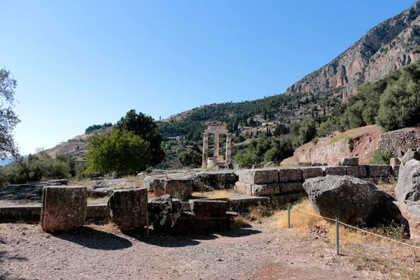 Vista del Templo de Atenea Pronea Delphi Grecia — Foto de Stock